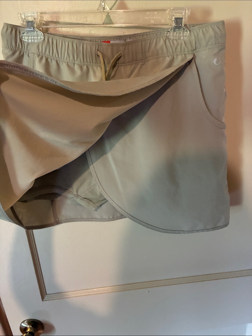 Light Olive Active Skort with Drawstring - Picture 2 of 5